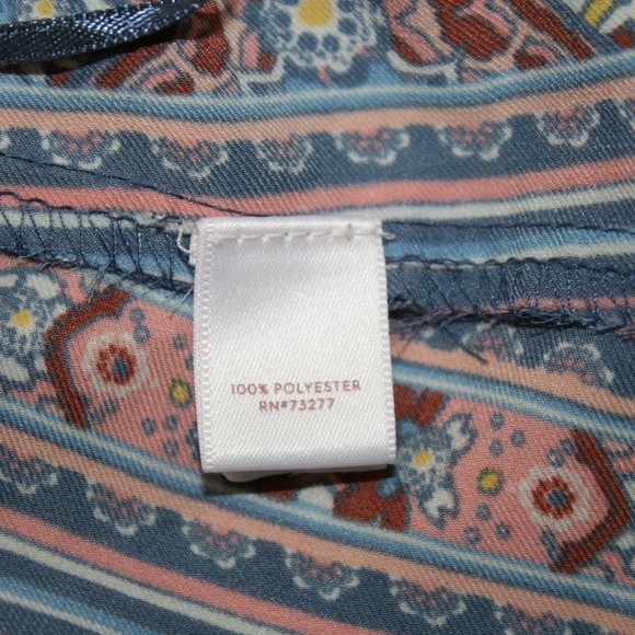 LC LAUREN CONRAD Blouse Stripe Bow Tie Ruffle Detail Trumpet Sleeve X-Large - Picture 6 of 13